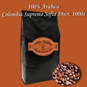 Кава зернова Arabica Colombia Supremo Sofia 19scr C.B. 1000г. БЕЗКОШТОВНА ДОСТАВКА від 1кг!